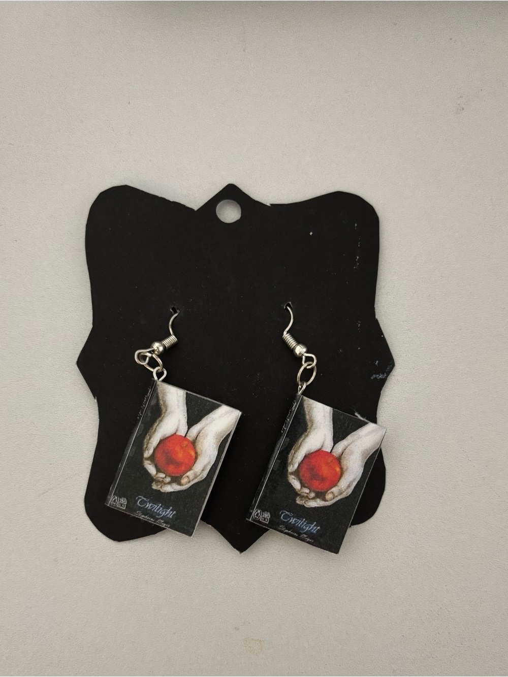 Twilight Book Cover Red Apple Dangle Earrings